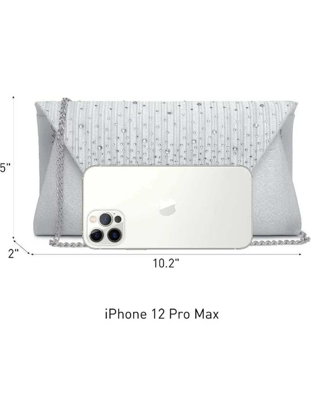 Women's Silver Clutch Purse With Detachable Chain Wedding Formal Evening Bag